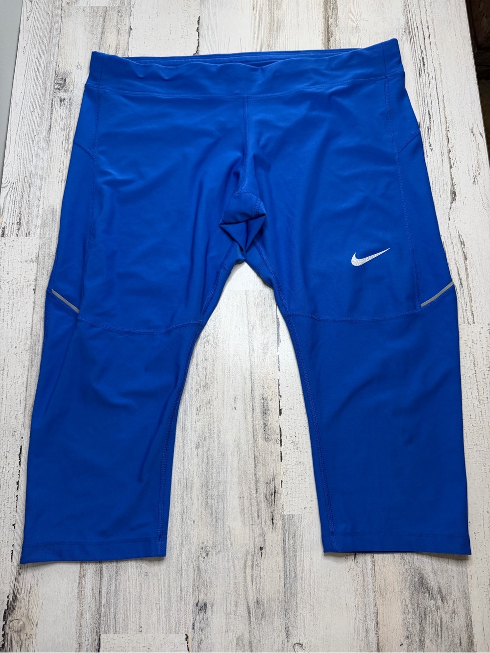 Nike Women’s Dri-FIT Running Capri Leggings XXL Royal Blue Reflective
